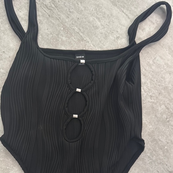 SHEIN cut out  Black Ribbed Bodysuit - Picture 2 of 2